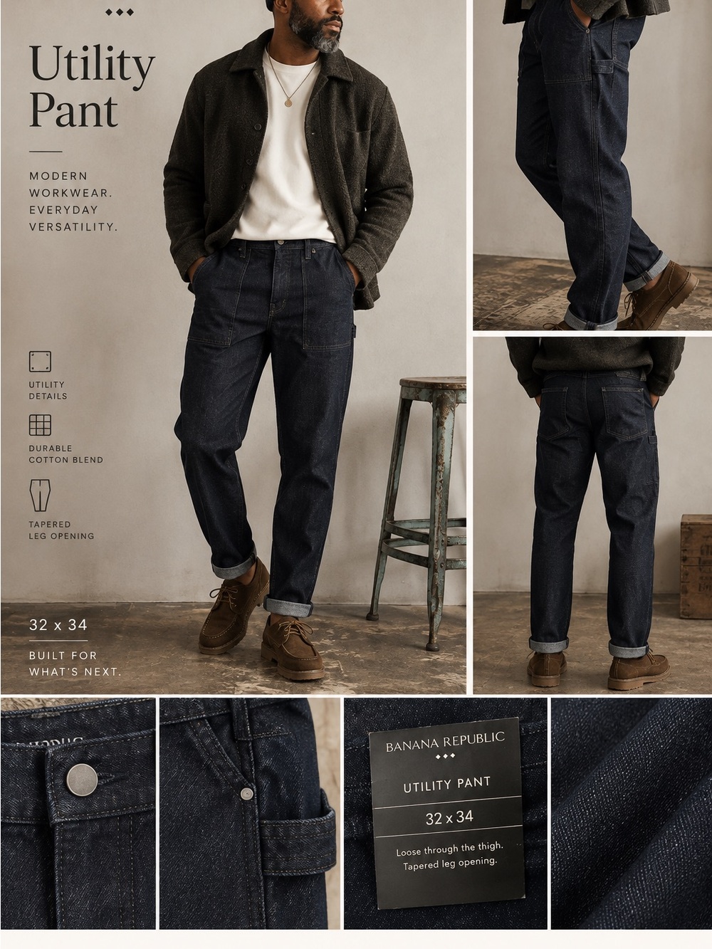 Banana Republic Men’s Utility Pant — Dark Indigo